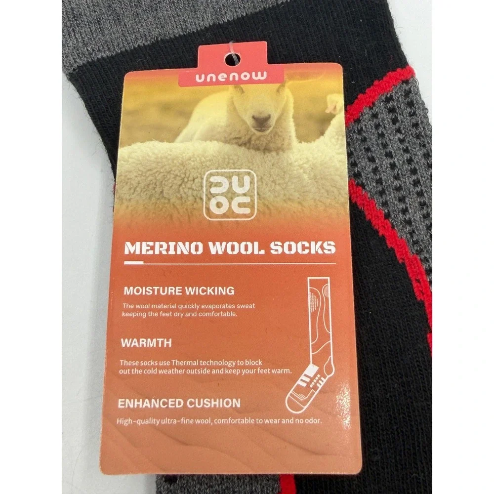 Unenow Merino Wool Ski Socks Mens L 2 Pairs Thermal Cushioned